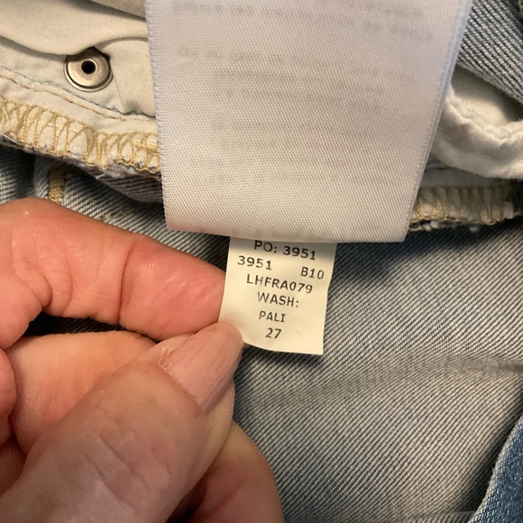 Frame High Rise Blue Denim Flare Raw Edge Leg Jeans with Stretch, Size 27 - Picture 13 of 16